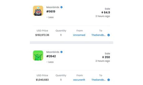 The Sandbox has just purchased two Moonbirds for over $1 million