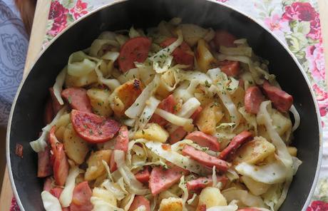 Kielbasa Cabbage Potato Skillet (small batch)