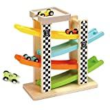 Toddler Toys for 1 2 Year Old Boy and Girl Gifts Wooden Race Track Car Ramp Racer with 4 Mini Car