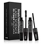 3D Fiber Lash Mascara Black (2 Tubes) | Lengthening Tubing Mascara For Length And Volume – Gel And Dry Fiber Formula. Non Toxic and Hypoallergenic