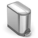 simplehuman Butterfly Lid Step Bathroom Trash Can, 10 Liter, Grey