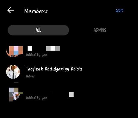 Select a member by tapping their name