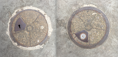 Coal hole cover plates made by the Luxfer Company of Finsbury