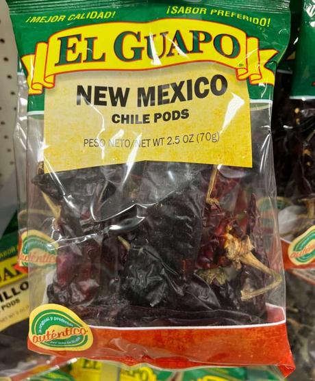 picture of el guano dried New Mexico Chile pods in their package