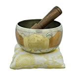 Tibetan Buddhist Small Singing Bowl with Cushion from India for Meditation Sound Healing Prayer Percussion Musical Instrument 4 Inch