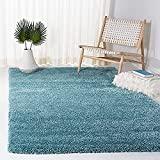 SAFAVIEH Milan Shag Collection SG180 Solid Non-Shedding Living Room Bedroom Dining Room Entryway Plush 2-inch Thick Area Rug, 5'1' x 8', Aqua Blue