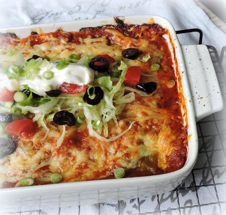 Cheesy Chicken Enchilada Casserole