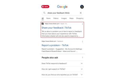 Google Share your feedback on TikTok