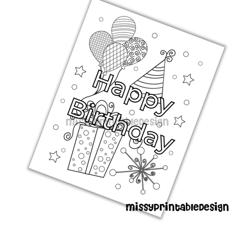 Free Happy Birthday Coloring Page