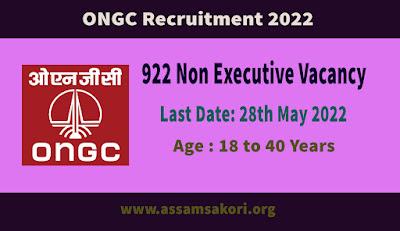 ONGC Recruitment 2022 - 922 Non Executive Vacancy, Online Apply