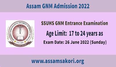 Assam GNM Admission 2022 | Apply for SSUHS GNM Admission