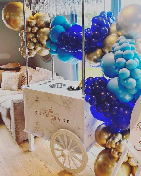 blue and gold wedding theme balloons