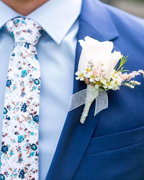 blue and gold wedding theme groom attire