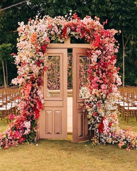 rust wedding decor floral door arch cocomelodyofficial