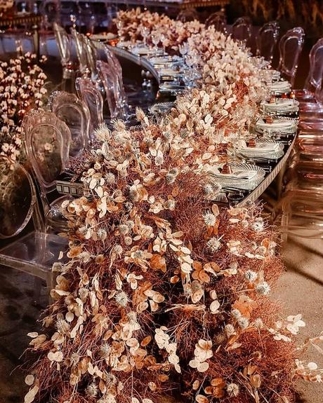 rust wedding decor reception floral table runner 5starweddings