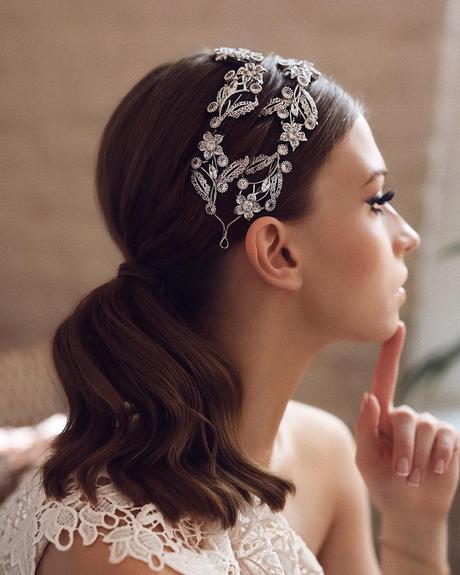 winter wedding hairstyles ponytail with stones decor tonyastylist