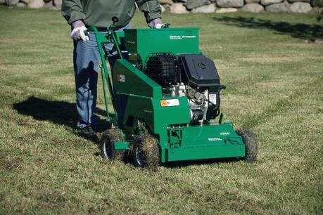 overseeder on lawn