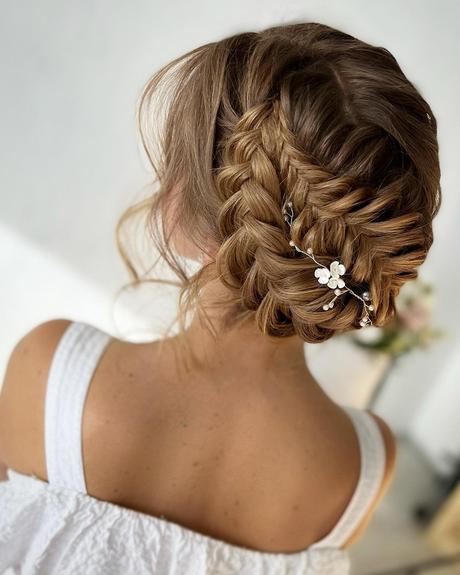 spring wedding hairstyles braided updo lenabogucharskaya