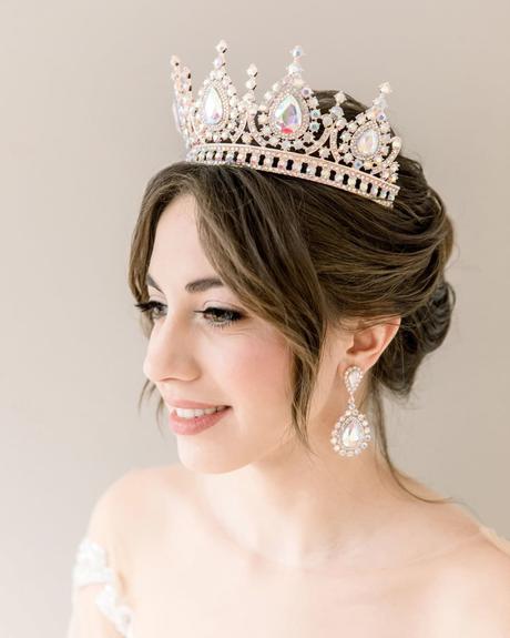 wedding hairstyles with crown crystal simple updo sweetvjewelry