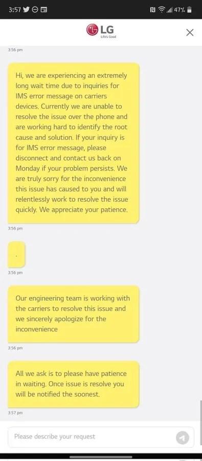 Responses from the LG support team