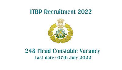 ITBP Recruitment 2022 – 248 Head Constable Vacancy, Apply Online