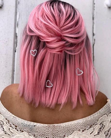 bob wedding hairstyles half up swept textured pink hair alexandralee1016