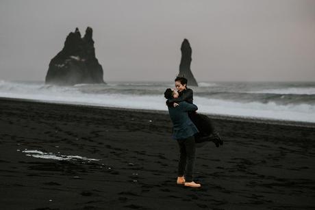 Black beach elopements in Iceland are very popular