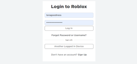 Log in to Roblox