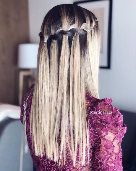 straight wedding hairstyles easy half up waterfall braid martinajagr