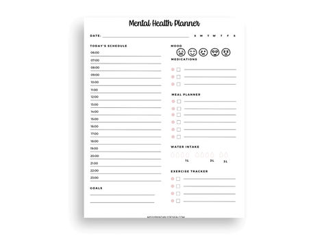 printable mental health planner