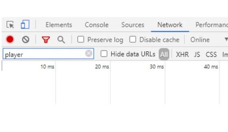 Visit the network tab and type player