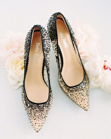 black shoes for wedding sequins nude heels bellabelleshoes
