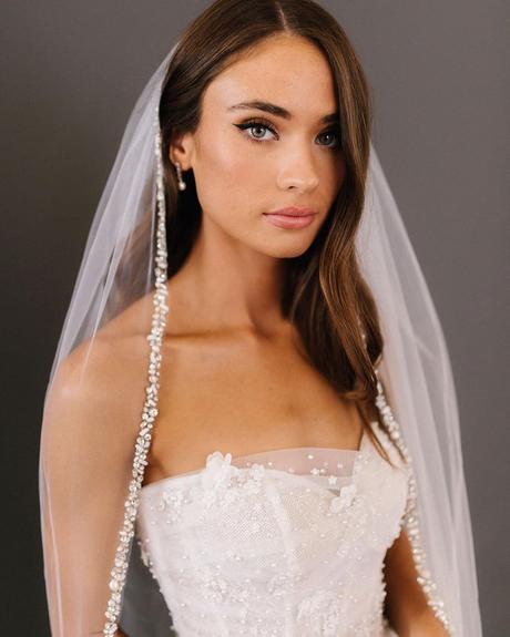pin up wedding hairstyles loose long hair pinned bridal veil untamedpetals