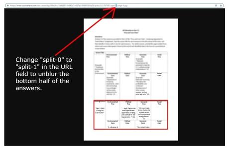 Change “split-0” to “split-1” to unblur the bottom half of the answers