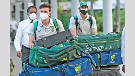 Visiting Australian National cricket team arrived at the Bandaranike Airport yesterday evening. Picture courtesy: SLC