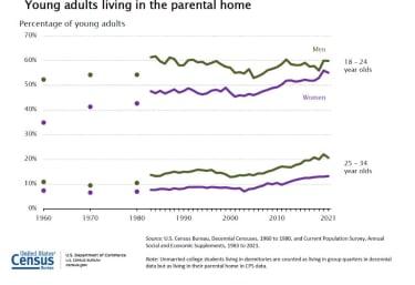 Graphic of statistics of adult children living at home