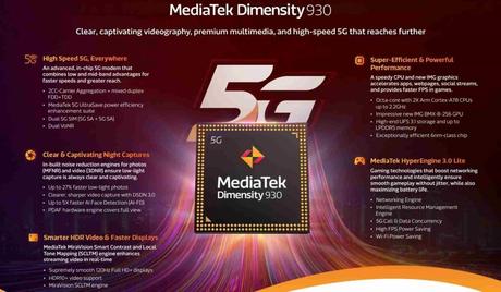 MediaTek Dimensity 930 with up to 120Hz refresh rate display launched