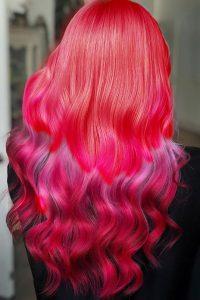 Red and Pink Underneath Hair Color