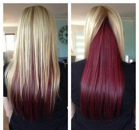 Blonde on Top and Red Underneath Hair Color
