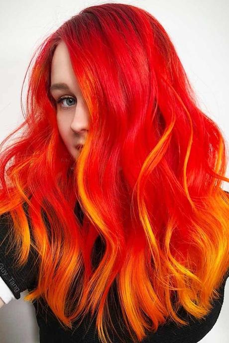 Red and Orange Underneath Hair Color