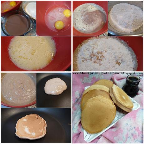 CRÊPES AMÉRICAINES À LA BOISSON AUX AMANDES AU CHOCOLAT / CHOCOLATE ALMOND BEVERAGE PANCAKES / PANQUEQUES CON BEBIDA DE ALMENDRAS SABOR CHOCOLATE / فطائر أمريكية بمشروب  حليب اللوز بالشوكولاتة