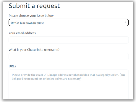 Submit Chaturbate DMCA Takedown Request Form