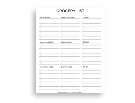 free printable grocery list