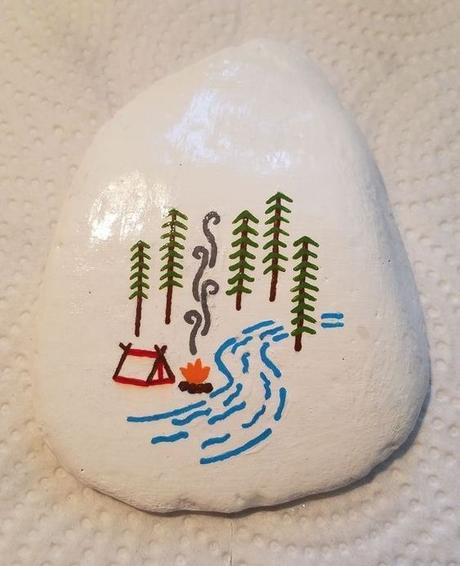 Colorful Camping Rock Painting Ideas