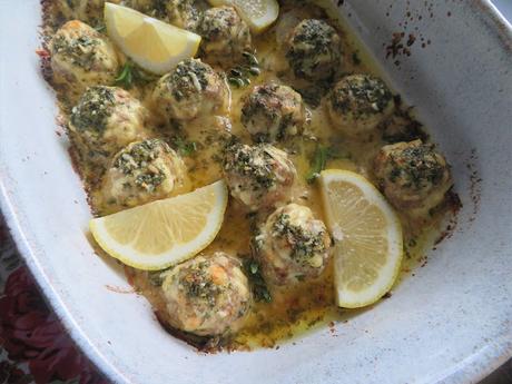 Baked Turkey Meatballs with Lemon Garlic Butter Sauce