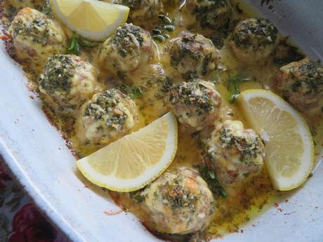 Baked Turkey Meatballs with Lemon Garlic Butter Sauce