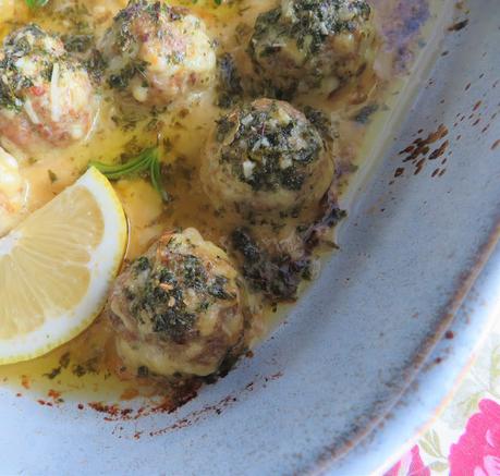 Baked Turkey Meatballs with Lemon Garlic Butter Sauce