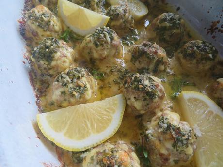 Baked Turkey Meatballs with Lemon Garlic Butter Sauce