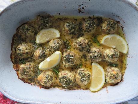 Baked Turkey Meatballs with Lemon Garlic Butter Sauce