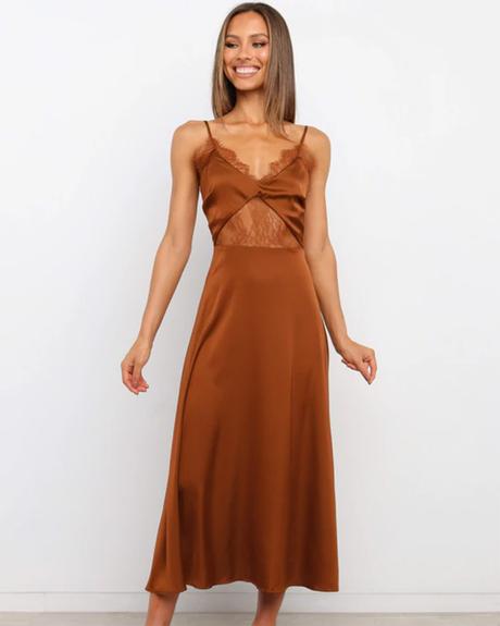 rust wedding guest dress sexy with spaghetti straps beach rustic petal and pup